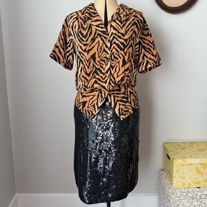 Vintage 1990s black sequin mini skirt - Jean for Joseph Le Bon